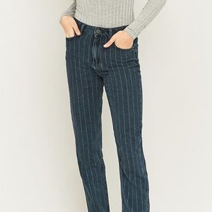 BDG high rise pinstripe skinny ankle zipper jeans